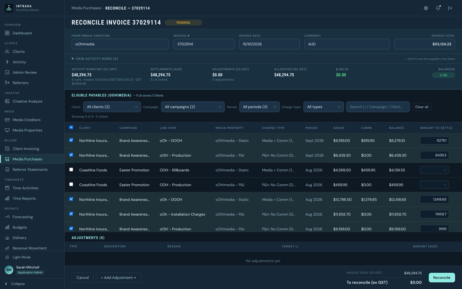 Intrada payables screen